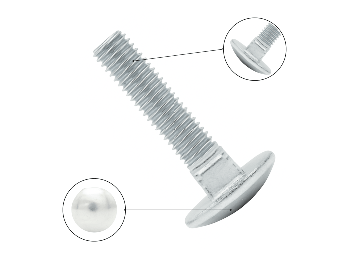ŚRUBA ZAMKOWA M10X20 KL.4.8 DIN 603 GRZYBKOWA OCYNK