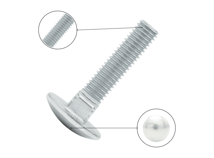 ŚRUBA ZAMKOWA M10X35 KL.4.8 DIN 603 GRZYBKOWA OCYNK