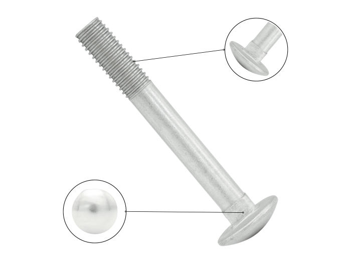 ŚRUBA ZAMKOWA M6X50 KL.4.8 DIN 603 GRZYBKOWA OCYNK