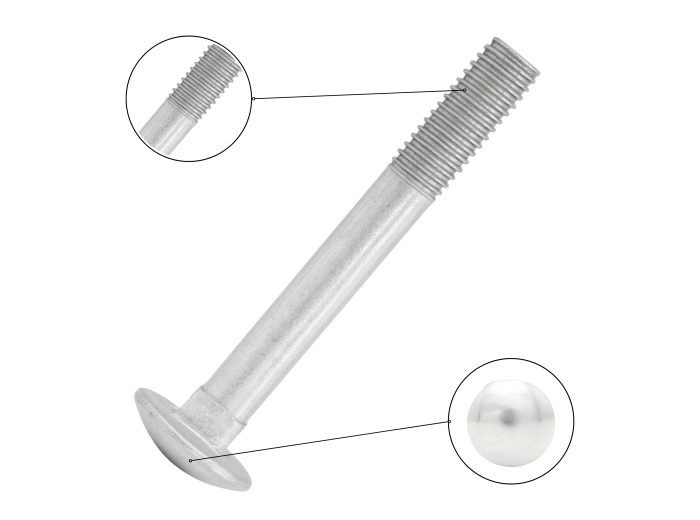 ŚRUBA ZAMKOWA M8X70 KL.4.8 DIN 603 GRZYBKOWA OCYNK