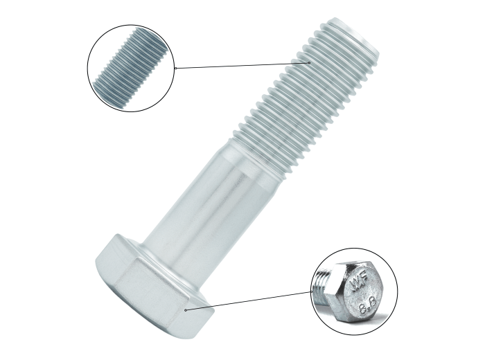 M8X140 KL.8.8 ŚRUBA DIN 931  OCYNK ŁEB 6-KĄTNY