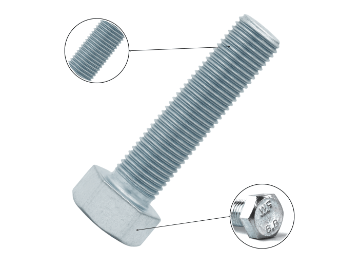 M16X80 KL.8.8 ŚRUBA DIN 933  OCYNK ŁEB 6-KĄTNY