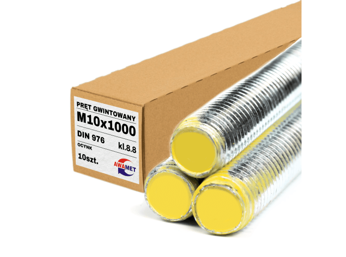 PRĘT SZPILKA GWINTOWANY M10x1000 OCYNK 8.8 DIN 976