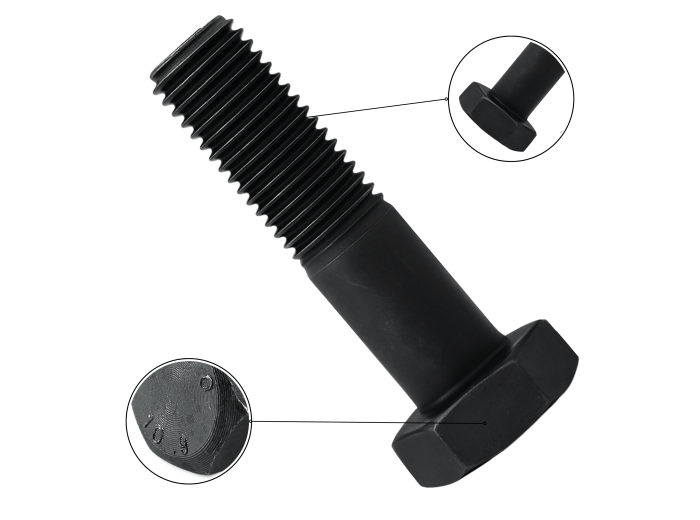 M16X80 KL.10.9 ŚRUBA UTWARDZANA DIN 931 CZARNA ŁEB 6-KĄTNY