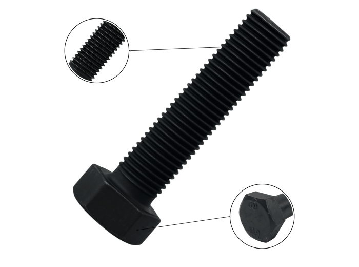 M16X80 KL.10.9 ŚRUBA UTWARDZANA DIN 933 CZARNA ŁEB 6-KĄTNY