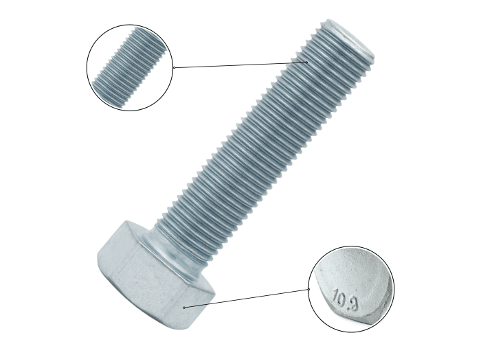 M24X80 KL.10.9 ŚRUBA UTWARDZANA DIN 933 OCYNK ŁEB 6-KĄTNY