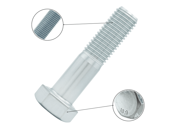 M12X90 KL.10.9 ŚRUBA UTWARDZANA DIN 931 OCYNK ŁEB 6-KĄTNY