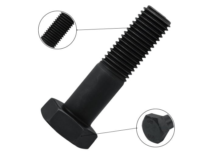 M16X90 KL.10.9 ŚRUBA UTWARDZANA DIN 931 CZARNA ŁEB 6-KĄTNY