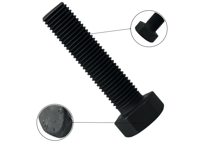 M24X80 KL.10.9 ŚRUBA UTWARDZANA DIN 933 CZARNA ŁEB 6-KĄTNY