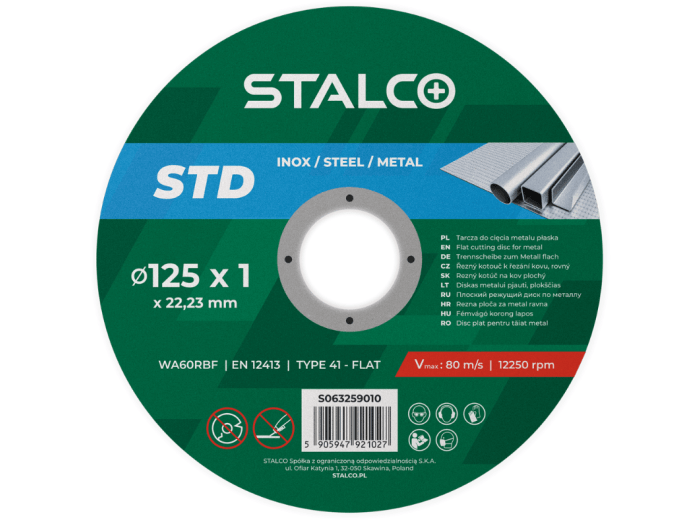 Tarcza do cięcia metalu - płaska 125 x 1.0 x 22.23 mm STALCO STD
