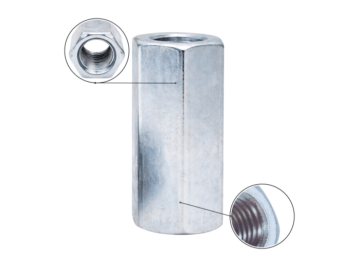 NAKRĘTKA ZŁĄCZNA M4x9 PRZEDŁUŻANA ŁĄCZNIKOWA DIN 6334 OCYNK