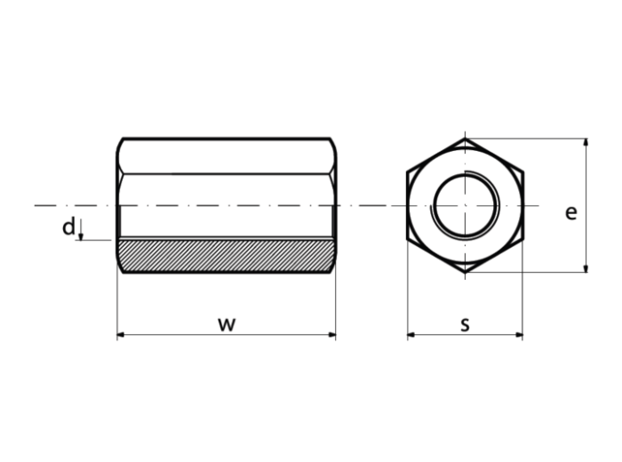 NAKRĘTKA ZŁĄCZNA M5x15 PRZEDŁUŻANA ŁĄCZNIKOWA DIN 6334 OCYNK