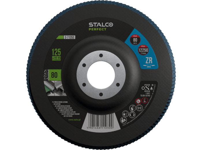 Tarcza listkowa STALCO 125mm P60 cyrkon do stali inox