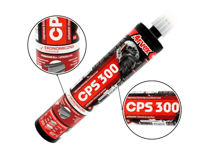 Kotwa chemiczna poliestrowa CPS 300ml do betonu +2 mieszadła