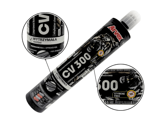 Kotwa chemiczna winyloestrowa ARVEX CV 300ml do betonu +2 mieszadła