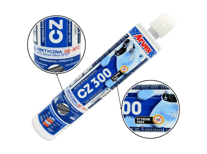 Kotwa chemiczna zimowa ARVEX CZ 300ml -20°C do betonu +2 mieszadła