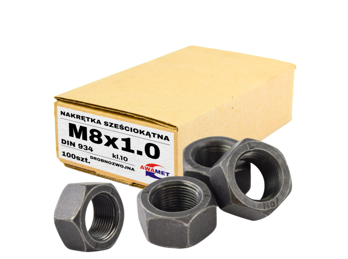 M8X1 DROBNOZWOJNA NAKRĘTKA 6-KĄTNA KL.10 DIN 934 100szt.
