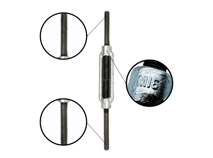 Śruba Rzymska M16 PROSTE KOŃCE - DO SPAWANIA napinająca liny