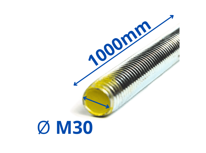 PRĘT SZPILKA GWINTOWANY M30x1000 OCYNK 8.8 DIN 976