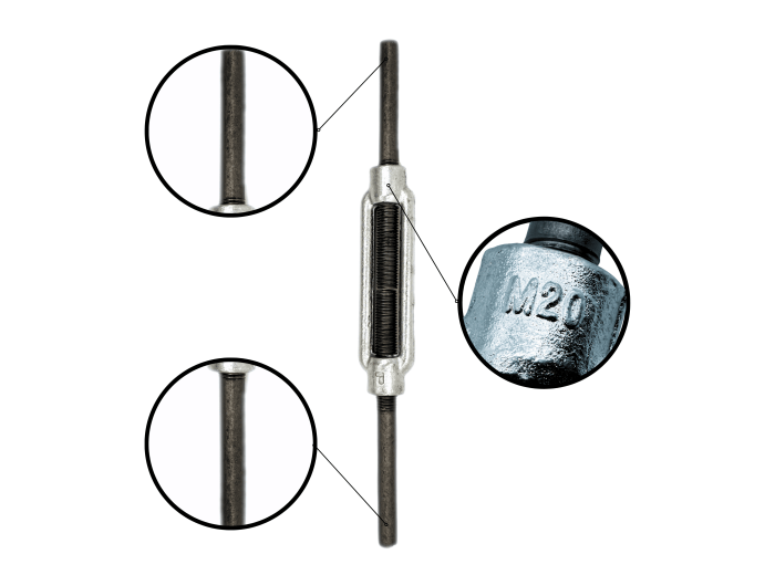 Śruba Rzymska M20 PROSTE KOŃCE - DO SPAWANIA napinająca liny