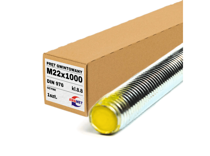 PRĘT SZPILKA GWINTOWANY M22x1000 OCYNK 8.8 DIN 976