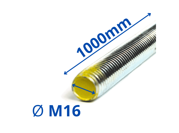 PRĘT SZPILKA GWINTOWANY M16x1000 OCYNK 8.8 DIN 976