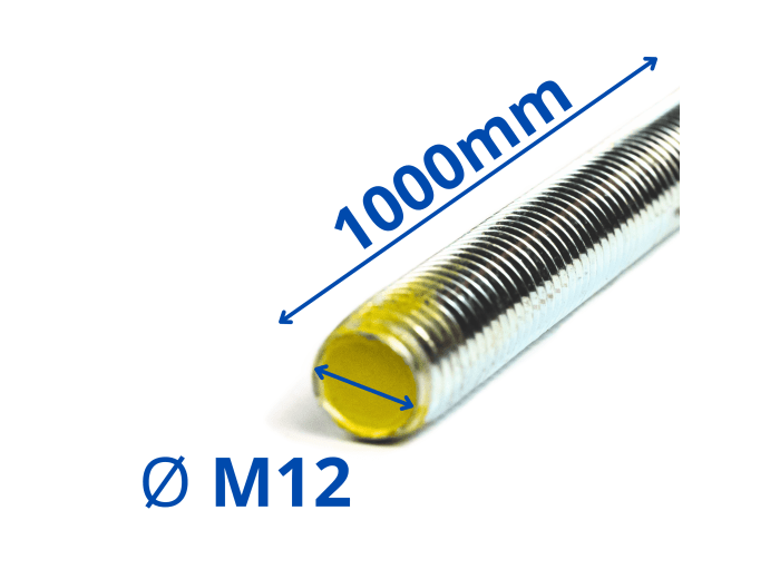 PRĘT SZPILKA GWINTOWANY M12x1000 OCYNK 8.8 DIN 976