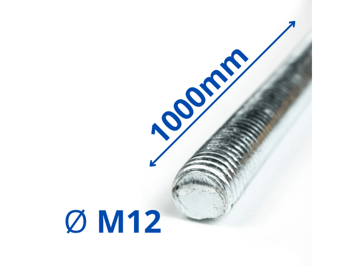 PRĘT SZPILKA GWINTOWANY M12x1000 OCYNK 4.8 DIN 976