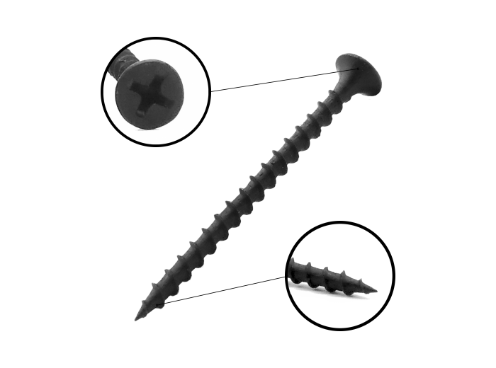 3.5x55 WKRĘTY DO DREWNA G-K CZARNE FOSFATOWANE