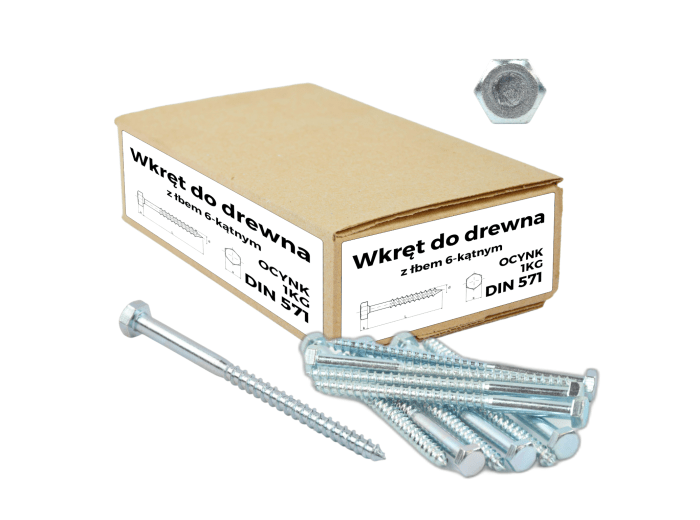 WKRĘT DO DREWNA 6X90 NA KLUCZ DIN 571