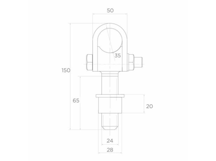 Zawias regulowany M24 do wspawania 150 mm brama furtka