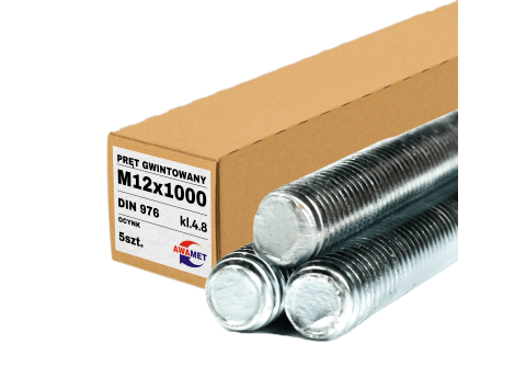 PRĘT SZPILKA GWINTOWANY M12x1000 OCYNK 4.8 DIN 976