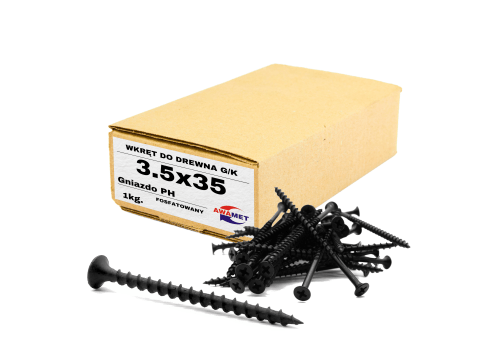 3.5x35 WKRĘTY DO DREWNA G-K CZARNE FOSFATOWANE