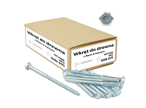 WKRĘT DO DREWNA 8X80 NA KLUCZ DIN 571