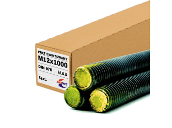 PRĘT SZPILKA GWINTOWANY M12x1000 CZARNY 8.8 DIN 976