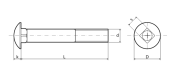 ŚRUBA ZAMKOWA M10X30 KL.4.8 DIN 603 GRZYBKOWA OCYNK